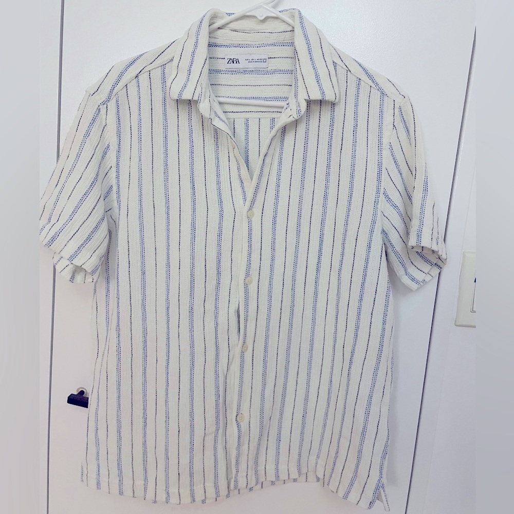 Zara White Casual Button Down Shirt